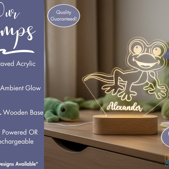Lizard Custom Name Light • Personalized LED Cloud Decor • Baby Gift - Picture 3 of 8